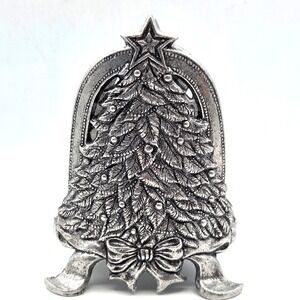 Carson Pewter Christmas Tree Jar Candle Holder Holiday Decor Vintage 1997